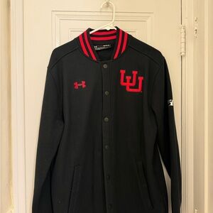 Utah Utes Under Armour Black Bomber Jacket with Red Details